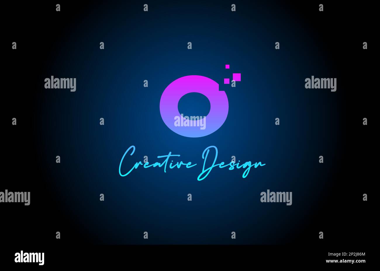 pink blue O alphabet letter logo icon design with dots. Creative ...