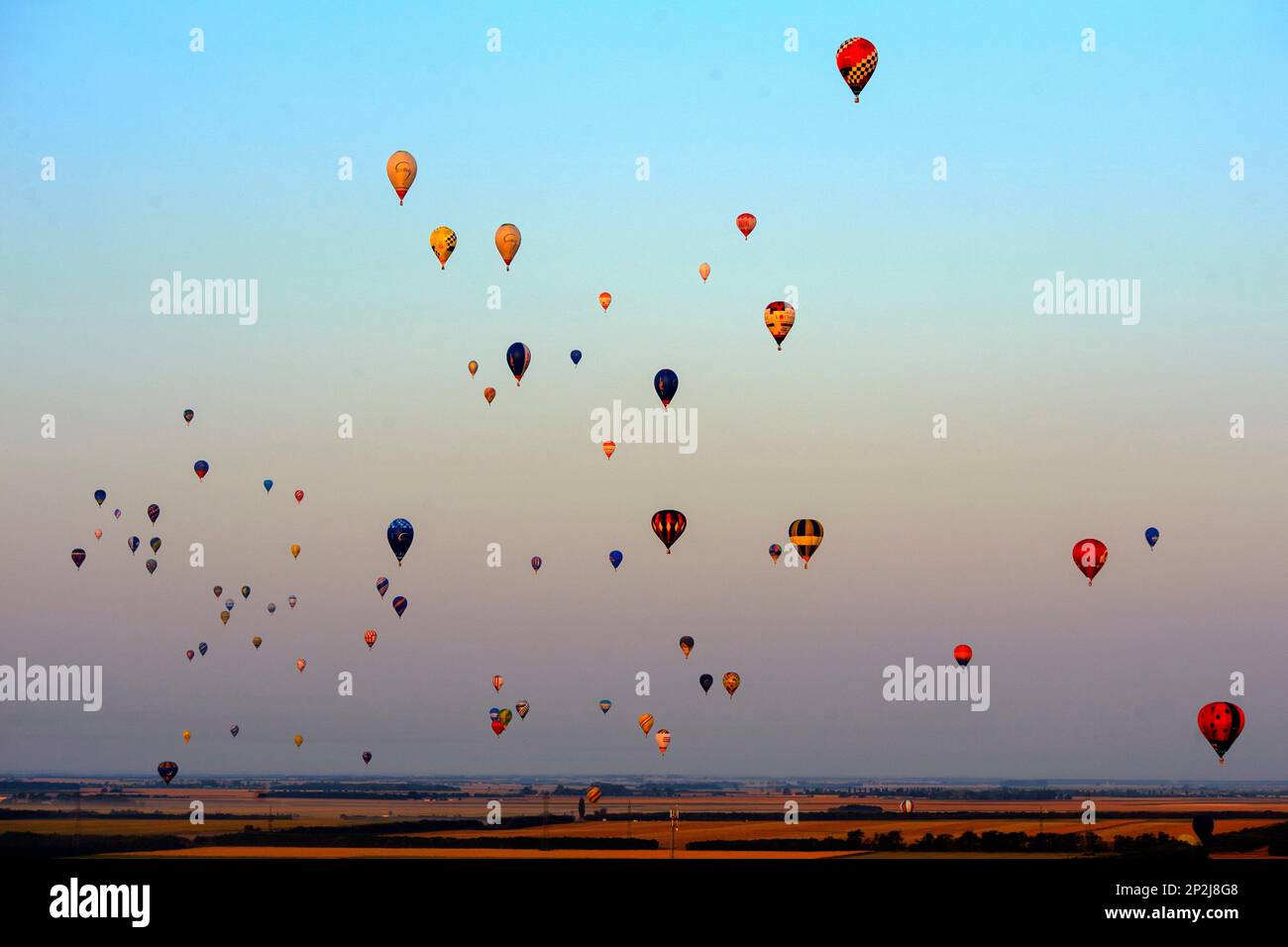 Hot air balloons fly during the 19th FAI Hot Air Balloon European