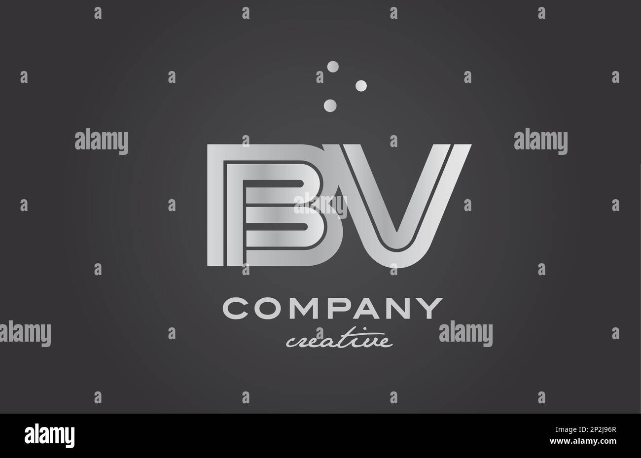 black and grey BV combination alphabet bold letter logo with dots
