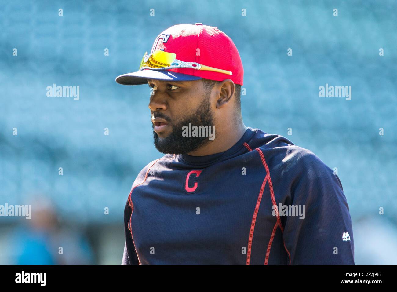 Cleveland Indians shortstop Francisco Lindor is sporting a new haircut and  color as Lindor took batting practi…