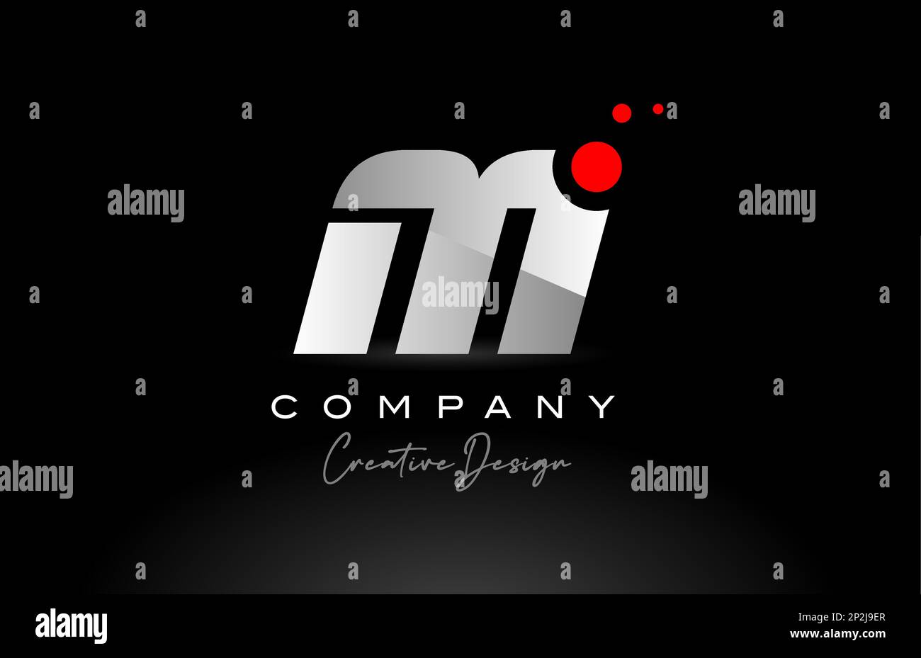 M alphabet letter logo with red dot and black and white color ...