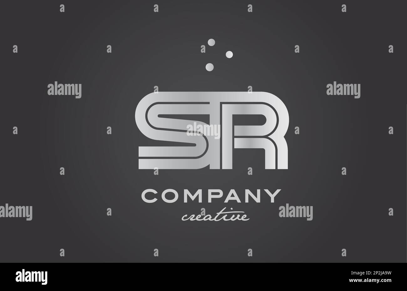 gold golden SR combination alphabet bold letter logo with dots. Joined ...