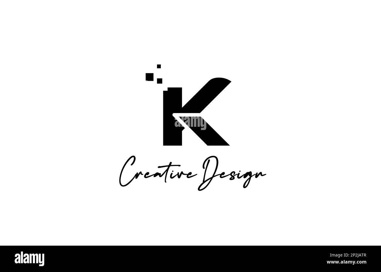 black white K alphabet letter logo icon design with dots. Creative ...