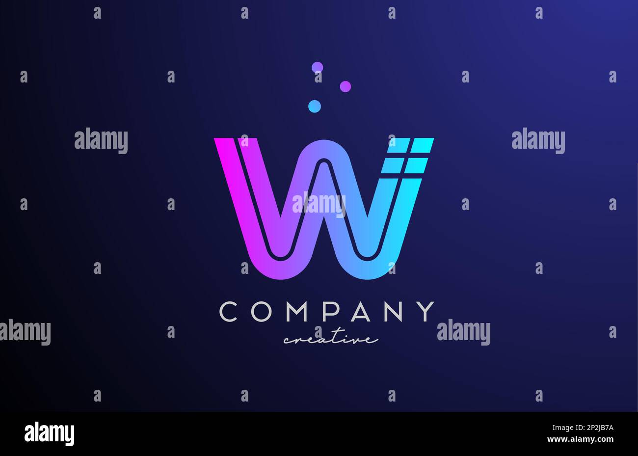 blue pink W alphabet letter logo with dots. Corporate creative template ...