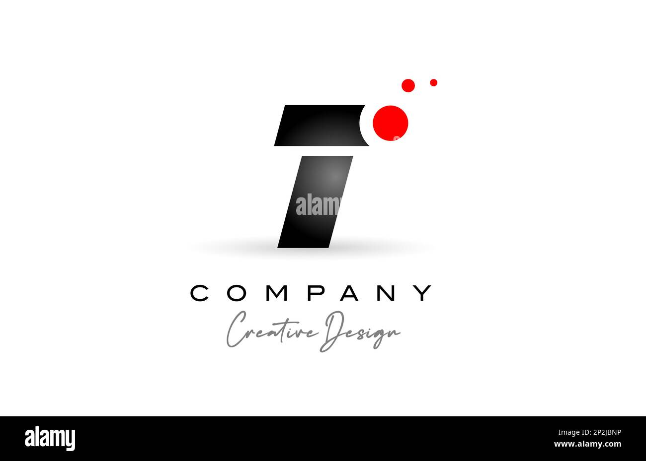 black and white T alphabet letter logo with red dot. Corporate creative ...