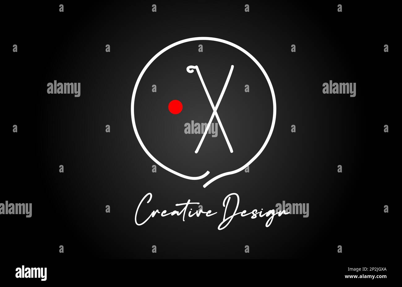 X alphabet letter logo icon design with line red dot and vintage style ...