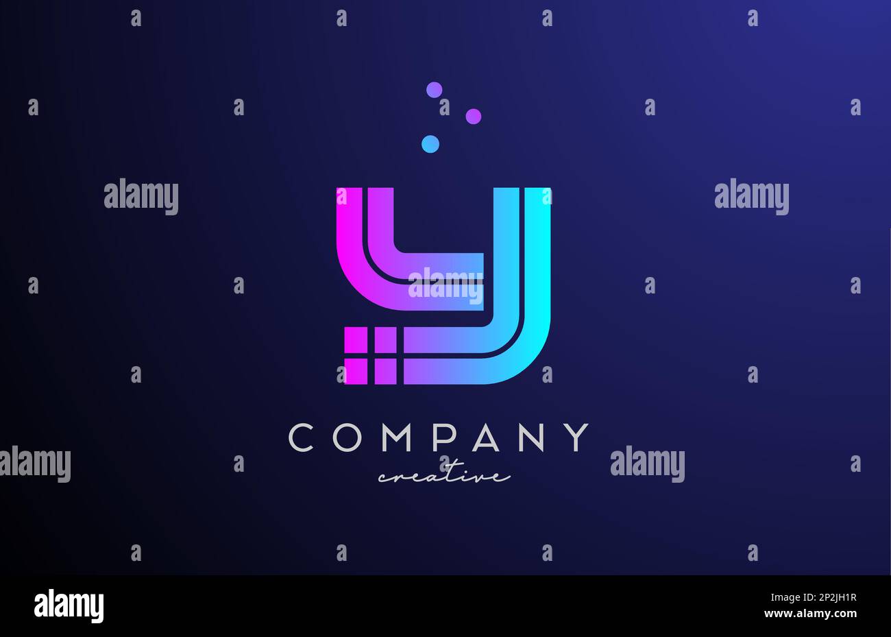 blue pink Y alphabet letter logo with dots. Corporate creative template ...