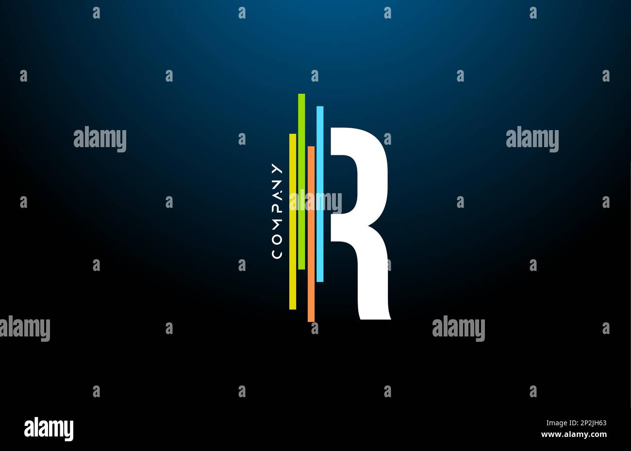 colored R alphabet letter logo icon design with line. Creative template ...
