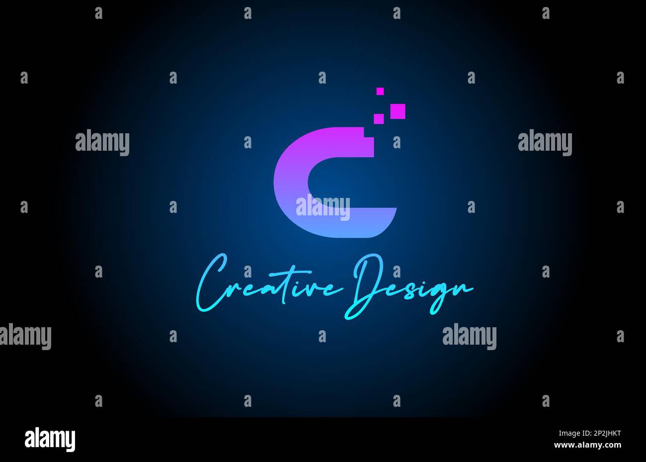 pink blue C alphabet letter logo icon design with dots. Creative ...