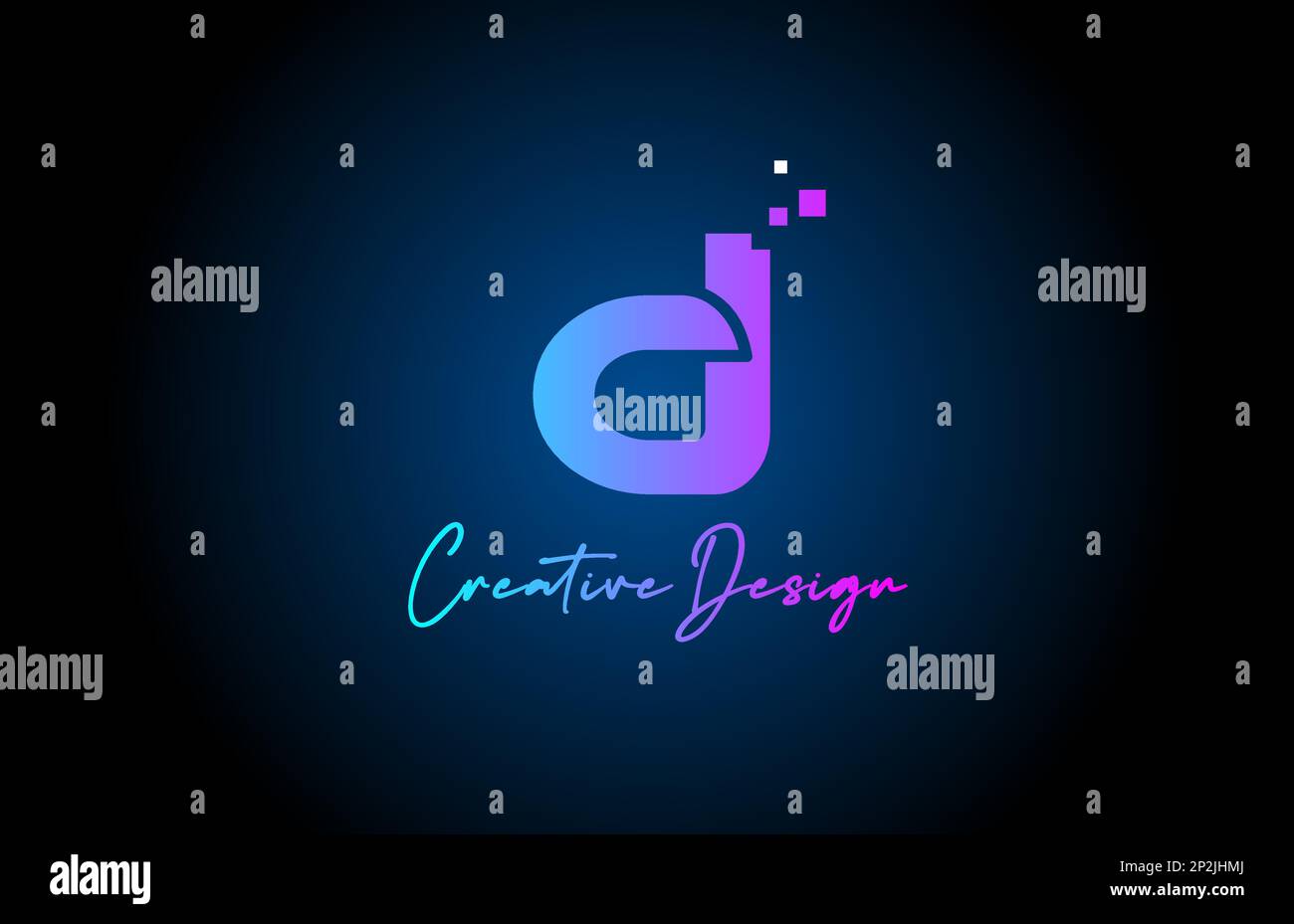 pink blue D alphabet letter logo icon design with dots. Creative ...