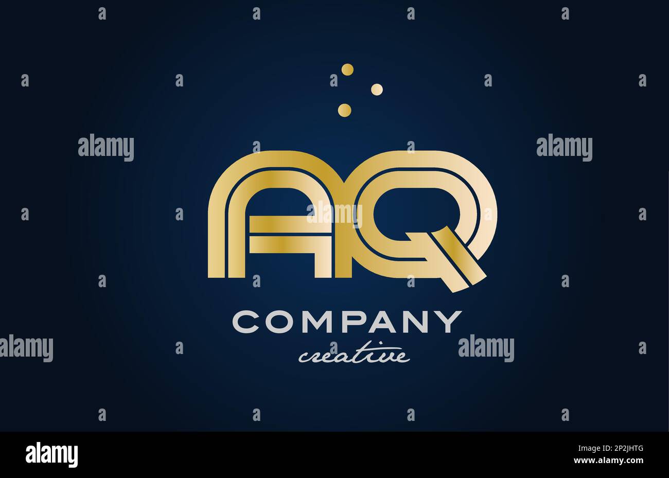 gold golden AQ combination alphabet bold letter logo with dots. Joined ...