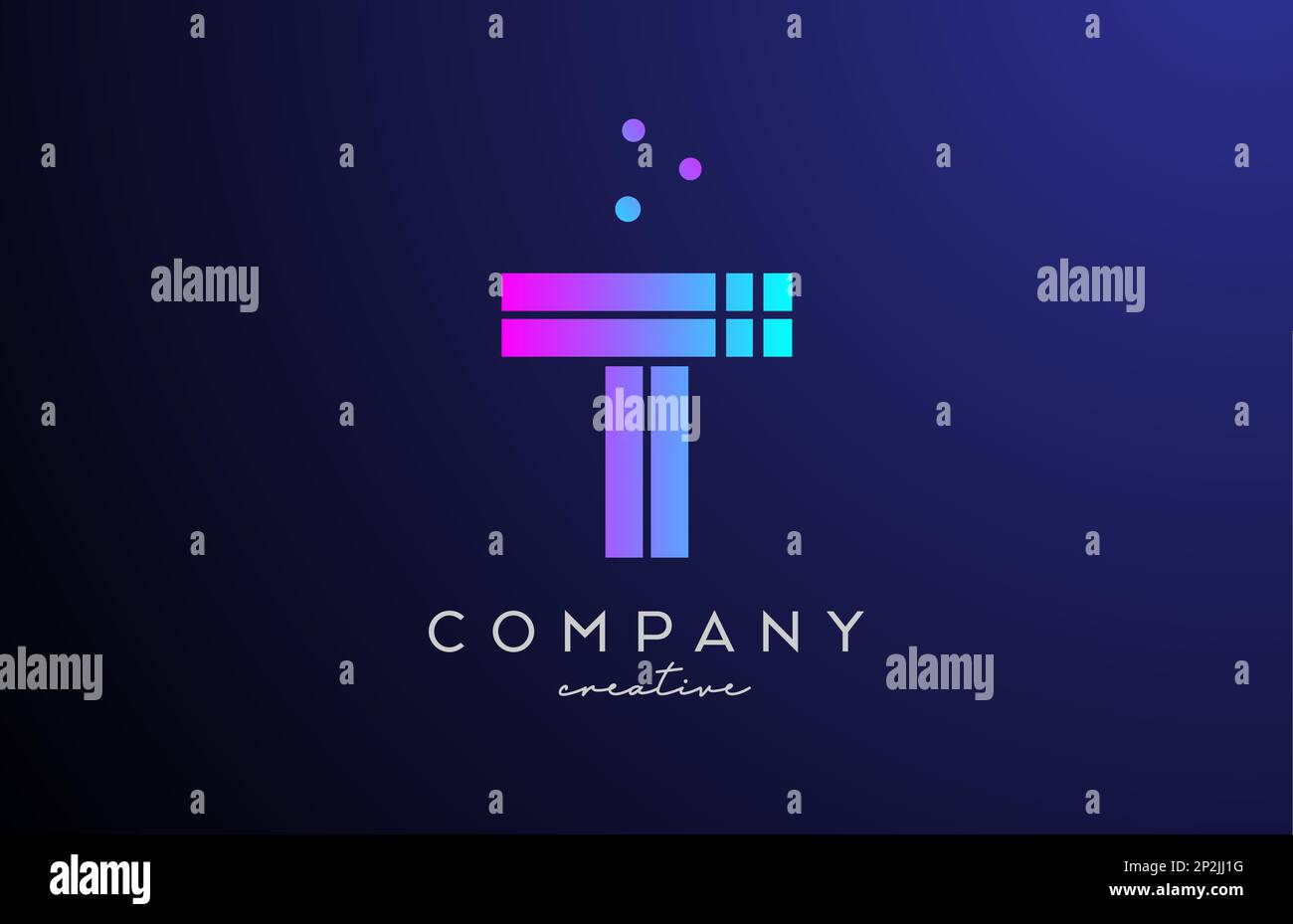 blue pink T alphabet letter logo with dots. Corporate creative template ...