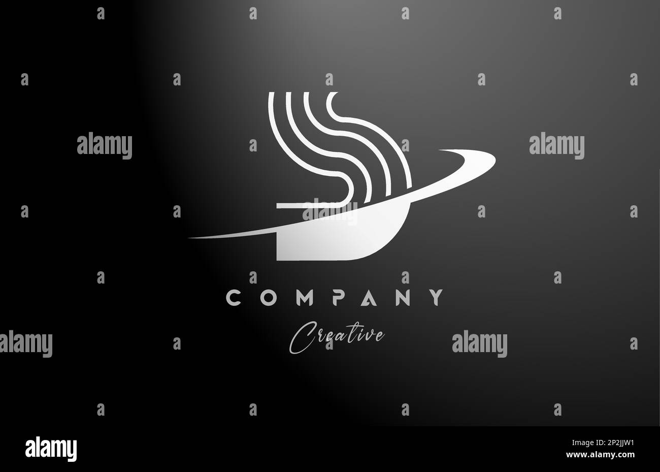 black white S alphabet letter logo icon design with swoosh. Creative ...