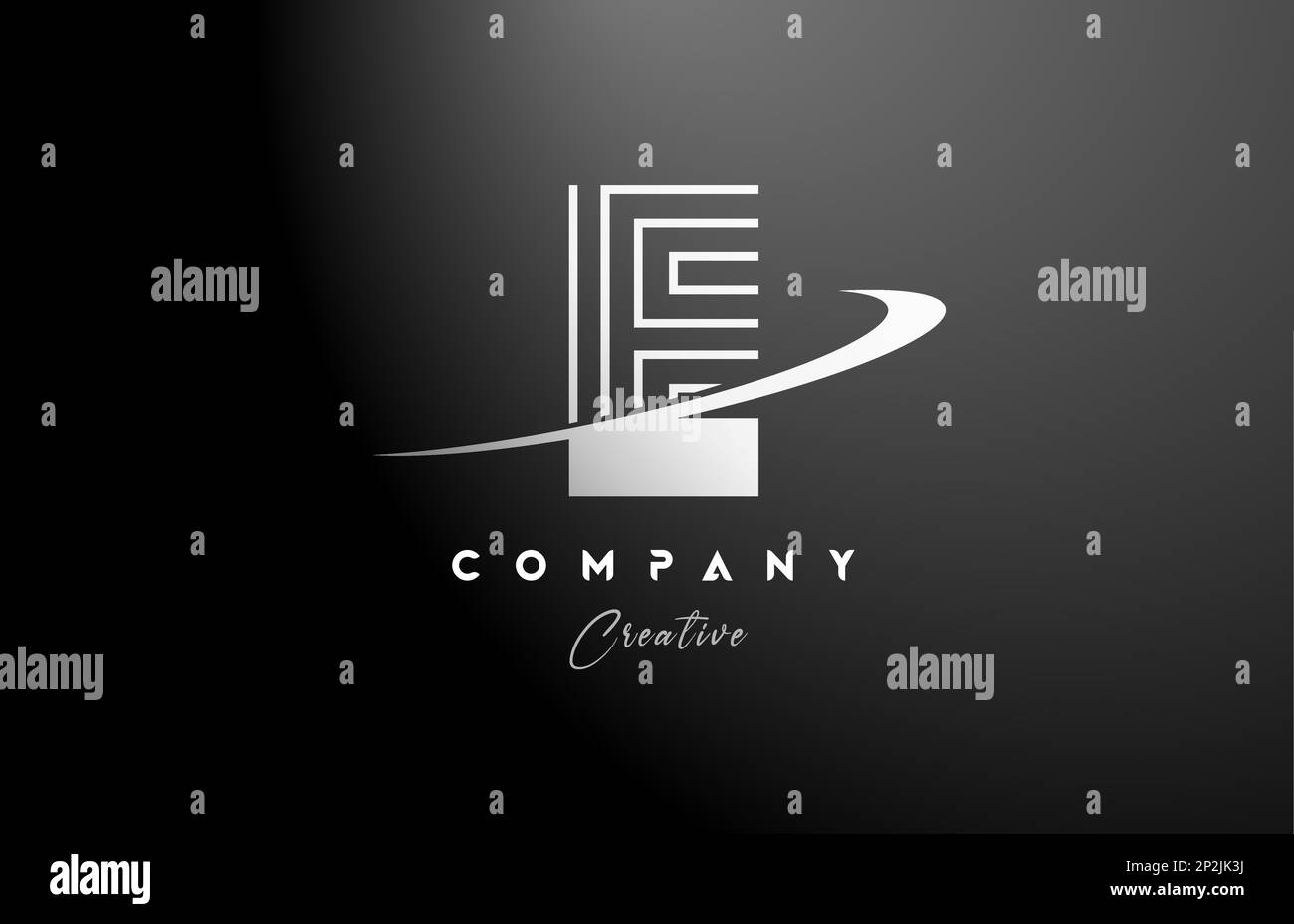 black white E alphabet letter logo icon design with swoosh. Creative ...