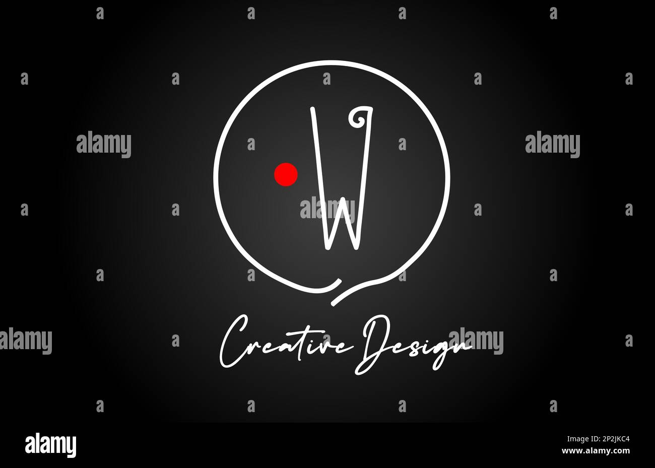 W alphabet letter logo icon design with line red dot and vintage style ...
