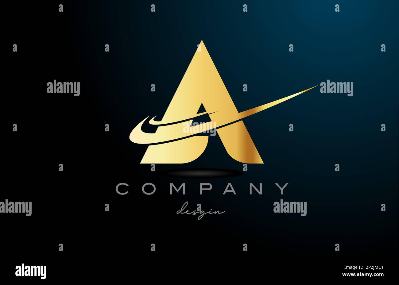 A alphabet letter logo with double swoosh in gold golden color ...