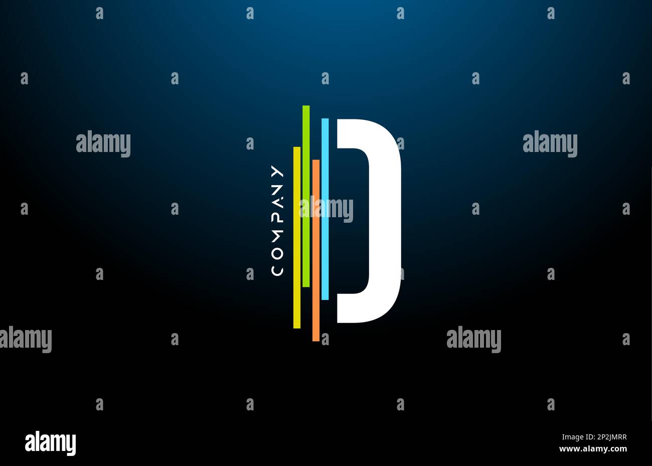 colored D alphabet letter logo icon design with line. Creative template ...
