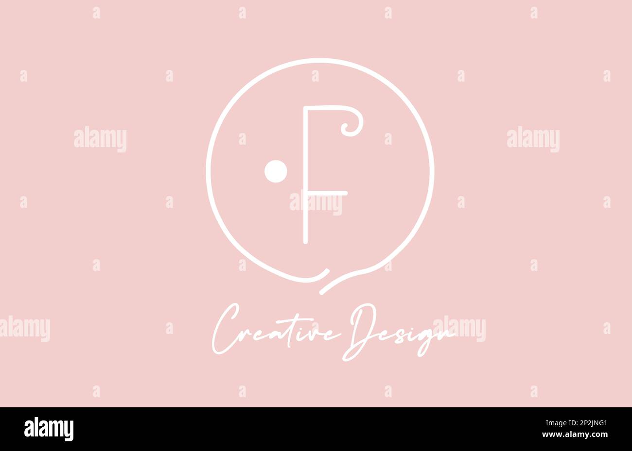 pink white F alphabet letter logo icon design with circle and vintage ...
