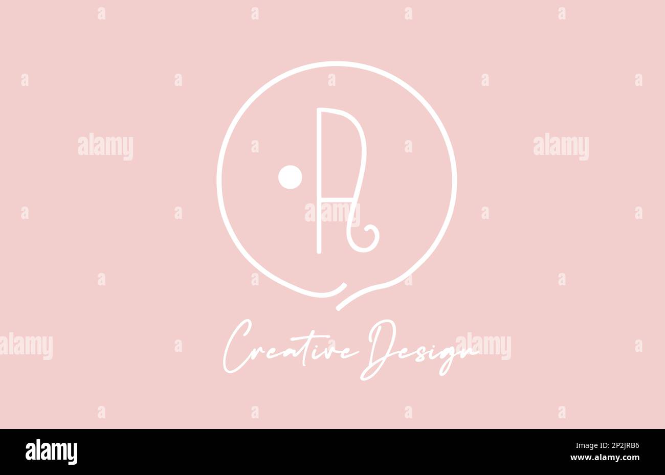 pink white A alphabet letter logo icon design with circle and vintage ...