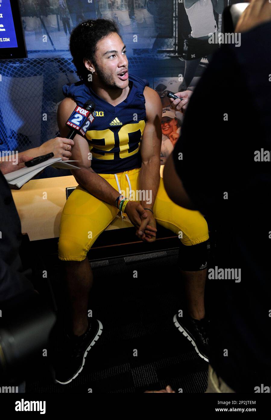 Michigan running back Drake Johnson talks with reporters in UM's Junge ...