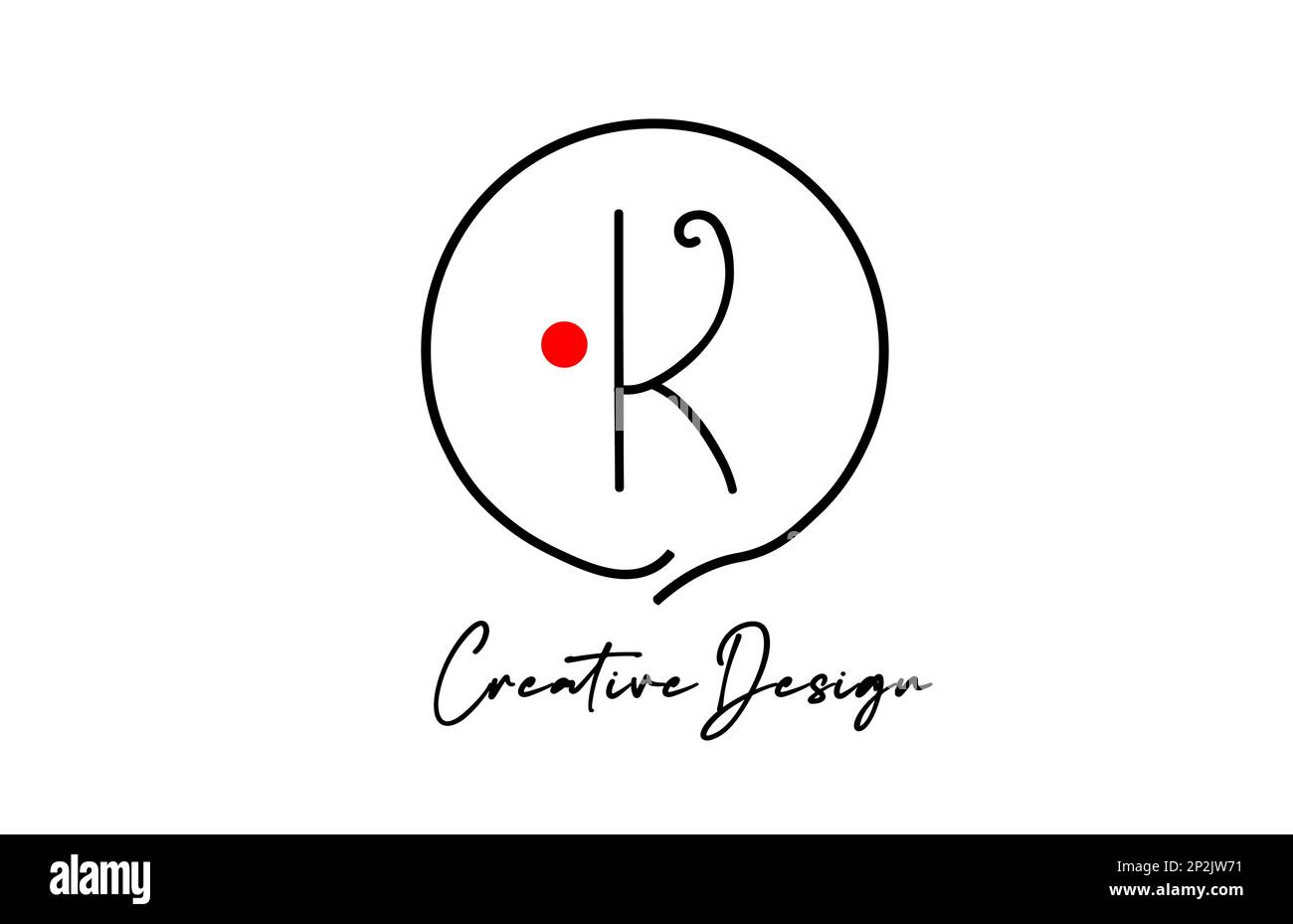 black and white K alphabet letter logo icon design with line red dot ...
