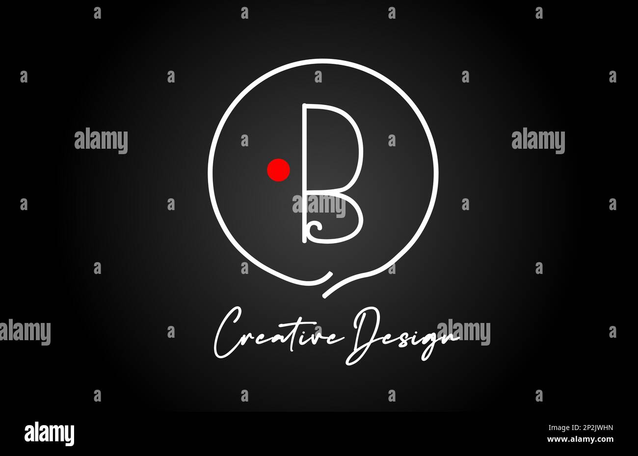 B alphabet letter logo icon design with line red dot and vintage style ...