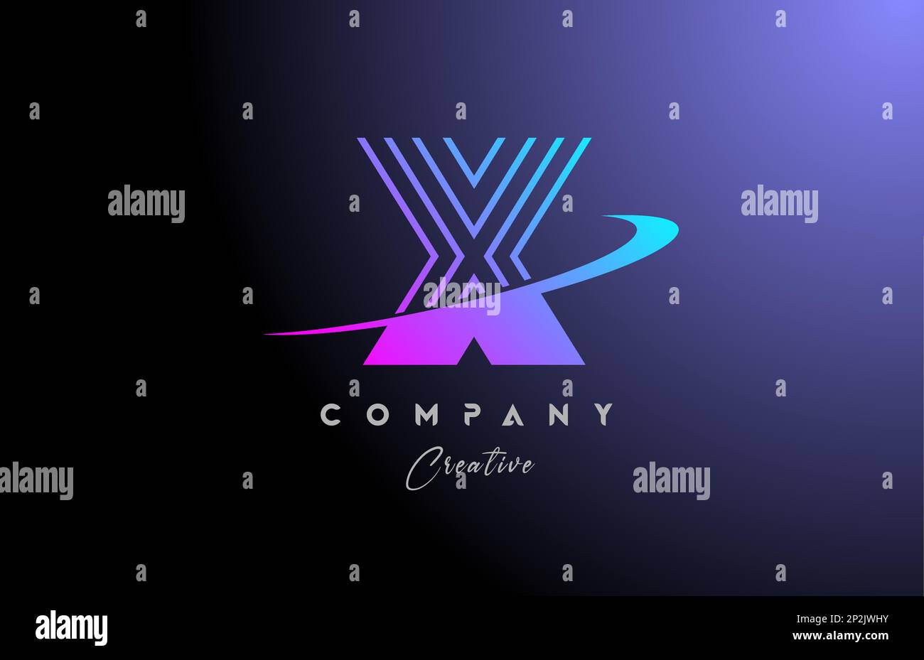 pink blue X alphabet letter logo icon design with swoosh. Creative line ...