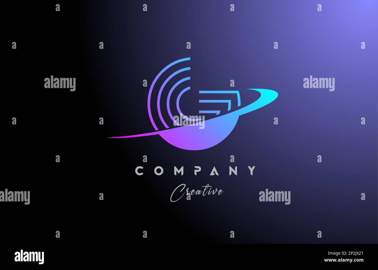pink blue G alphabet letter logo icon design with swoosh. Creative line ...