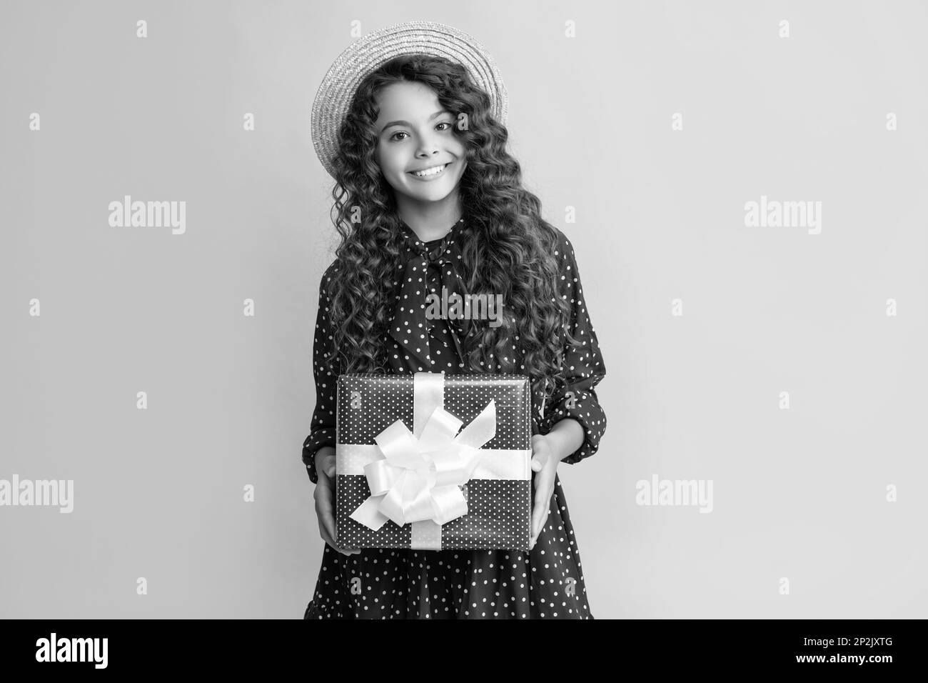 Happy girl big curly hair Black and White Stock Photos & Images - Alamy