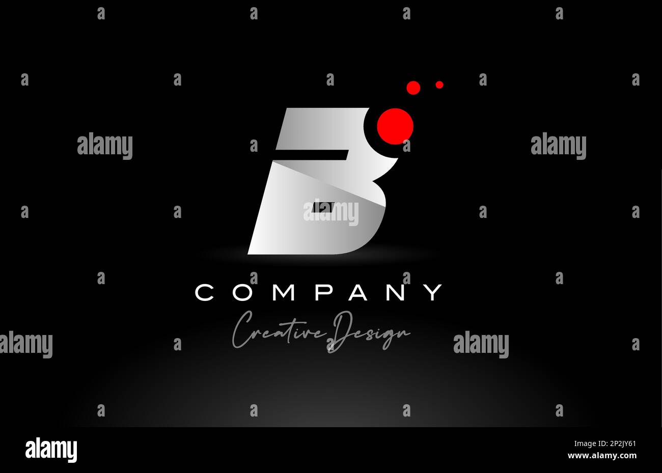 B alphabet letter logo with red dot and black and white color ...
