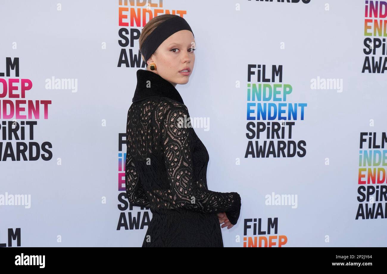 Mia Goth arrives at the Film Independent Spirit Awards on Saturday ...