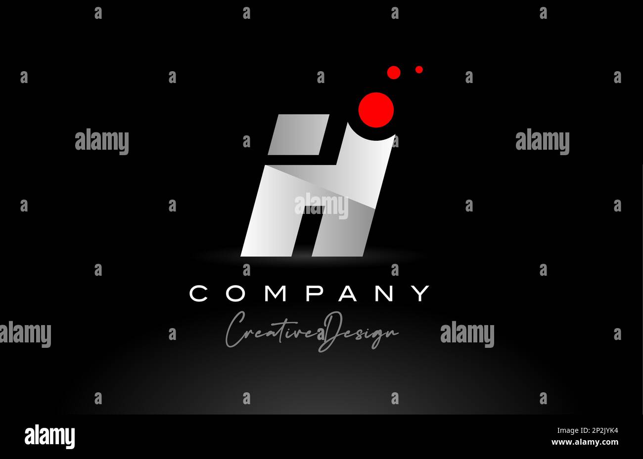 H alphabet letter logo with red dot and black and white color ...