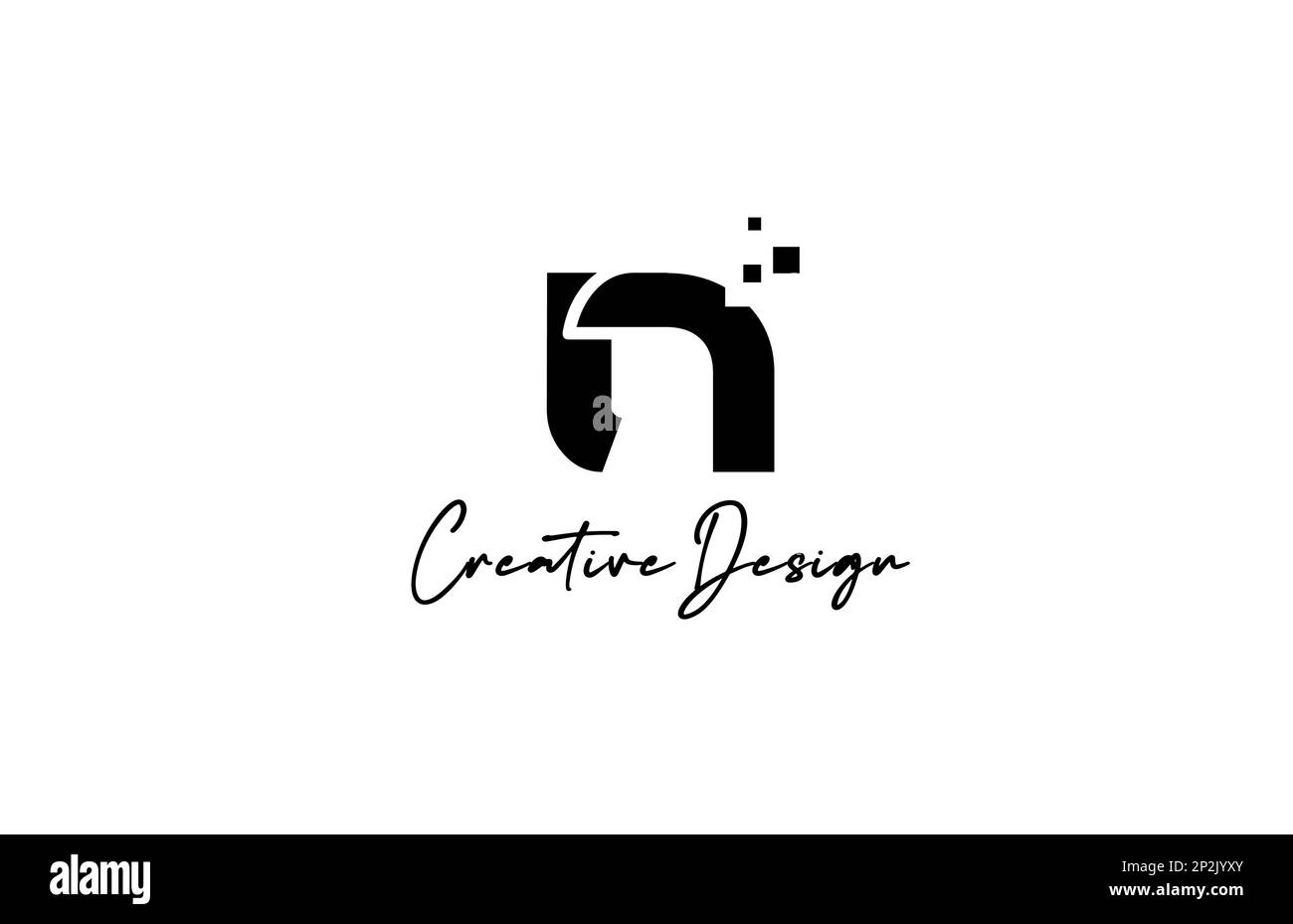 black white N alphabet letter logo icon design with dots. Creative ...