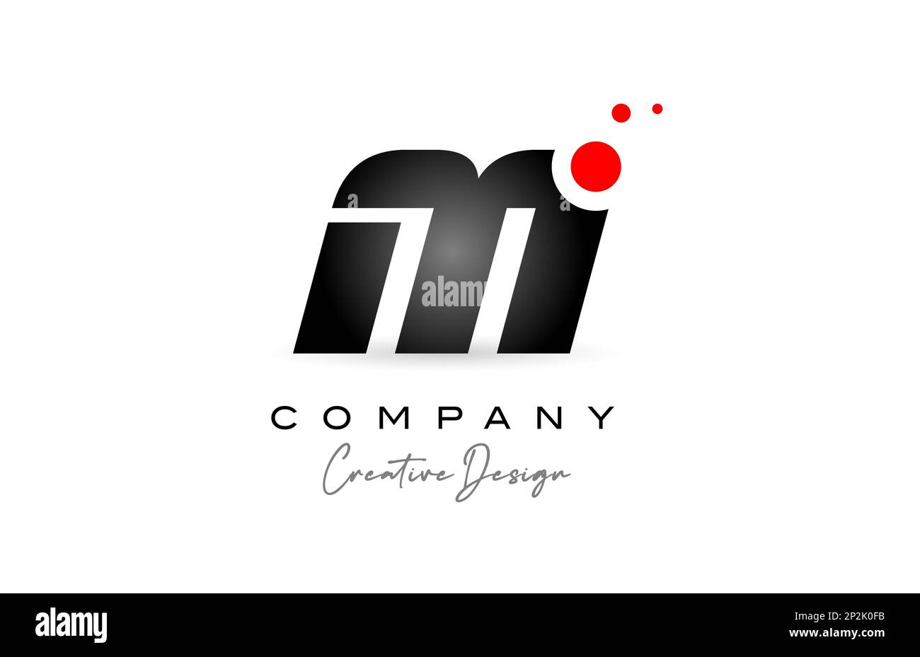 black and white M alphabet letter logo with red dot. Corporate creative ...