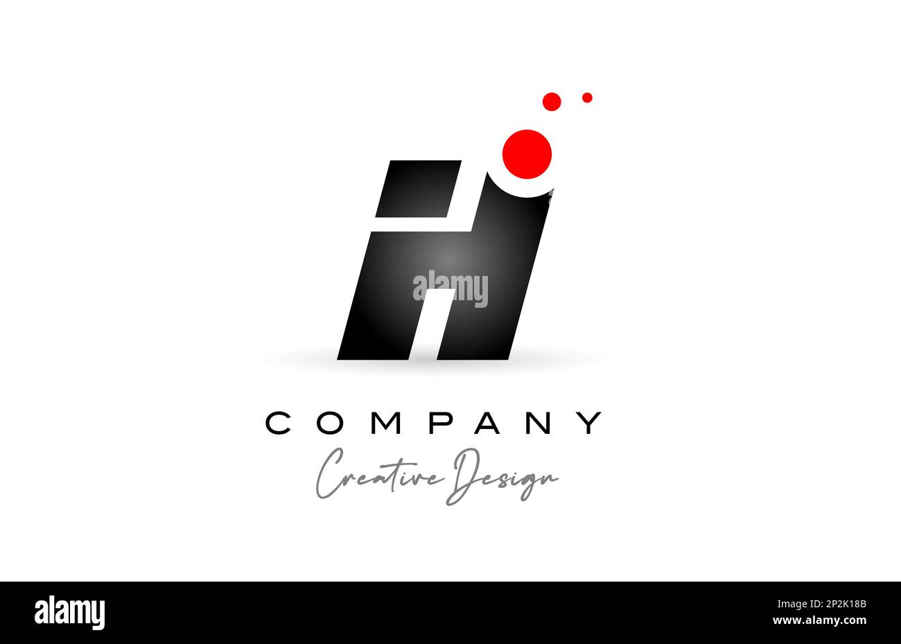 black and white H alphabet letter logo with red dot. Corporate creative ...