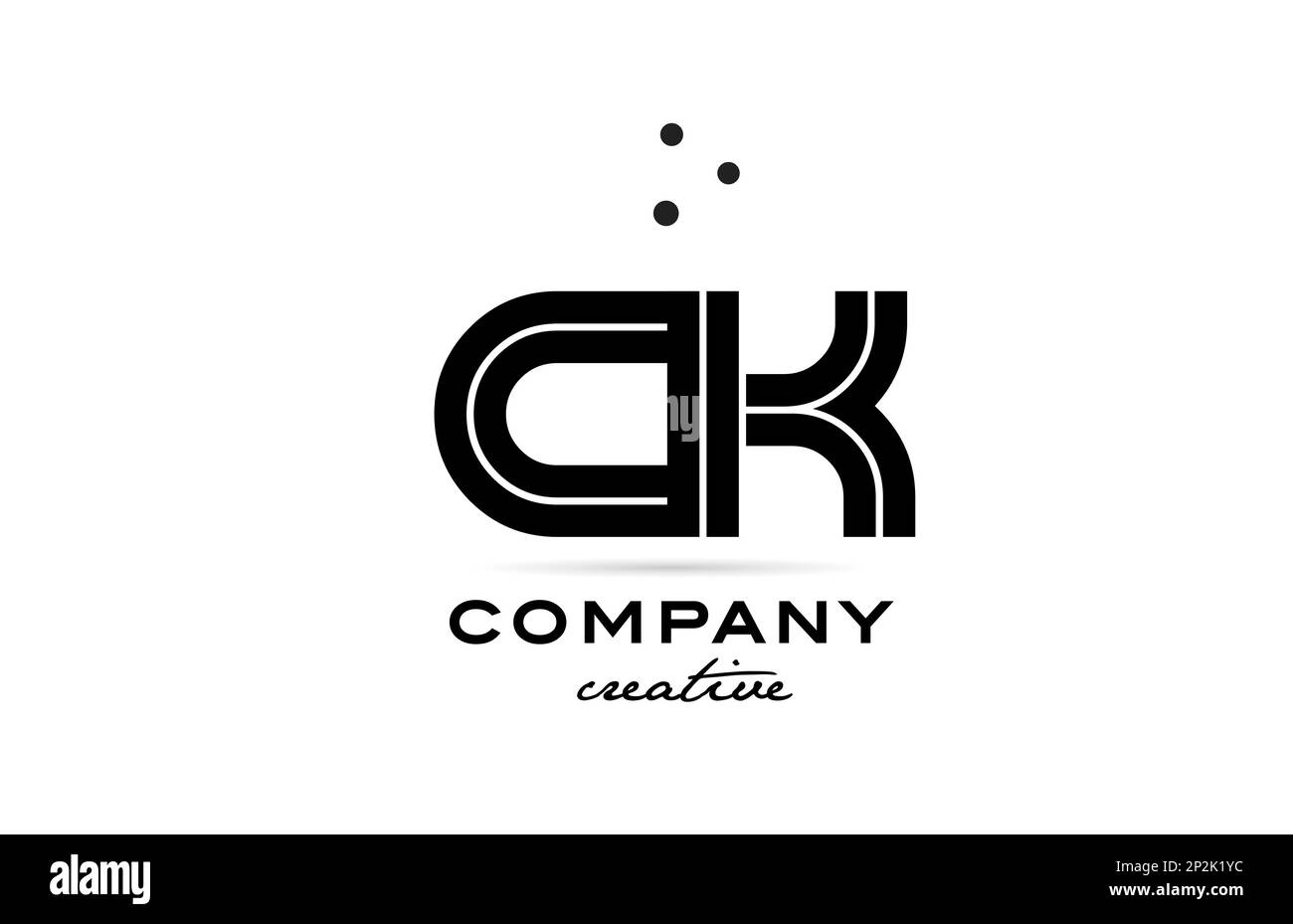 CK black and white combination alphabet bold letter logo with dots ...