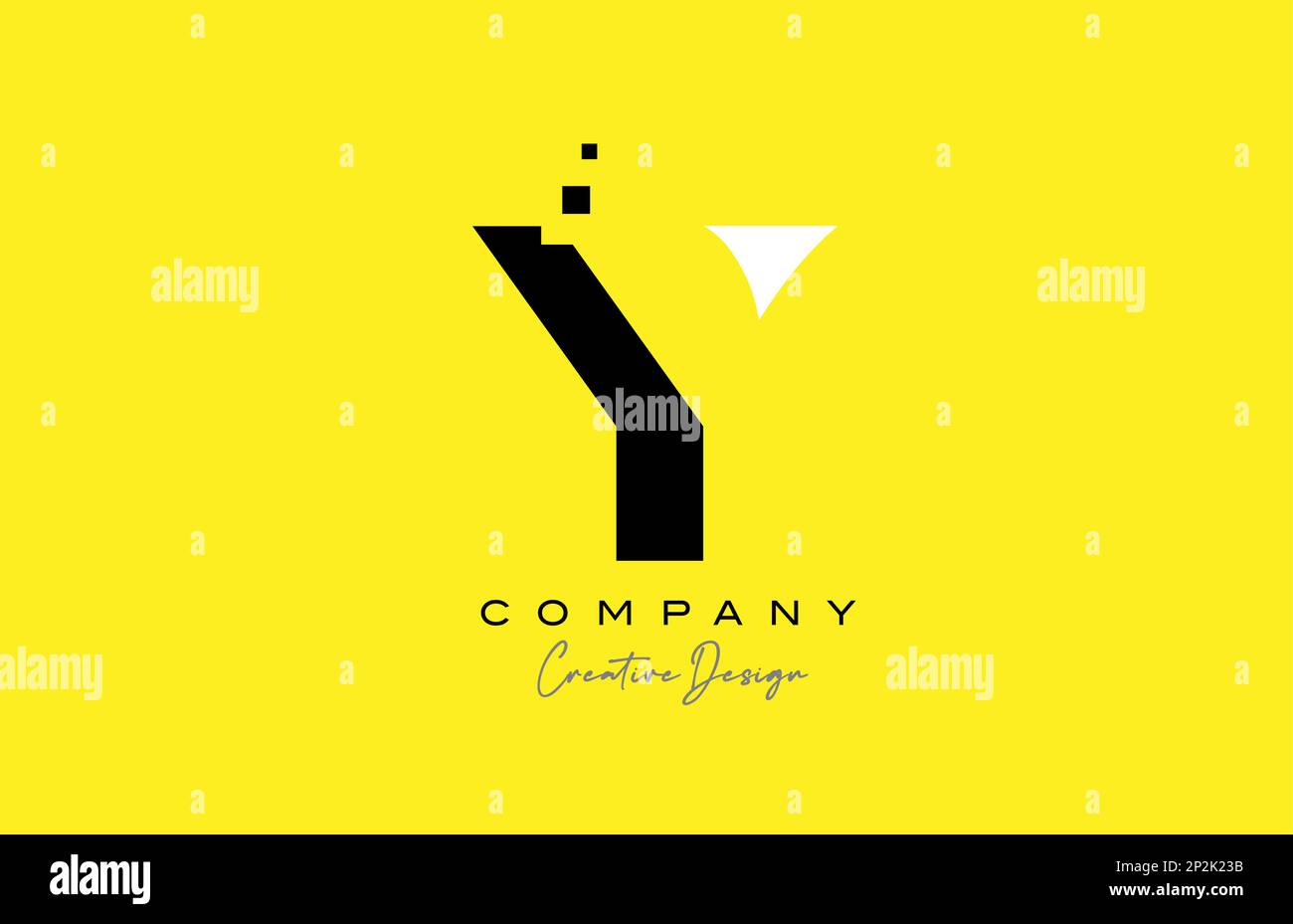 yellow black Y alphabet letter logo icon design with dots. Creative ...