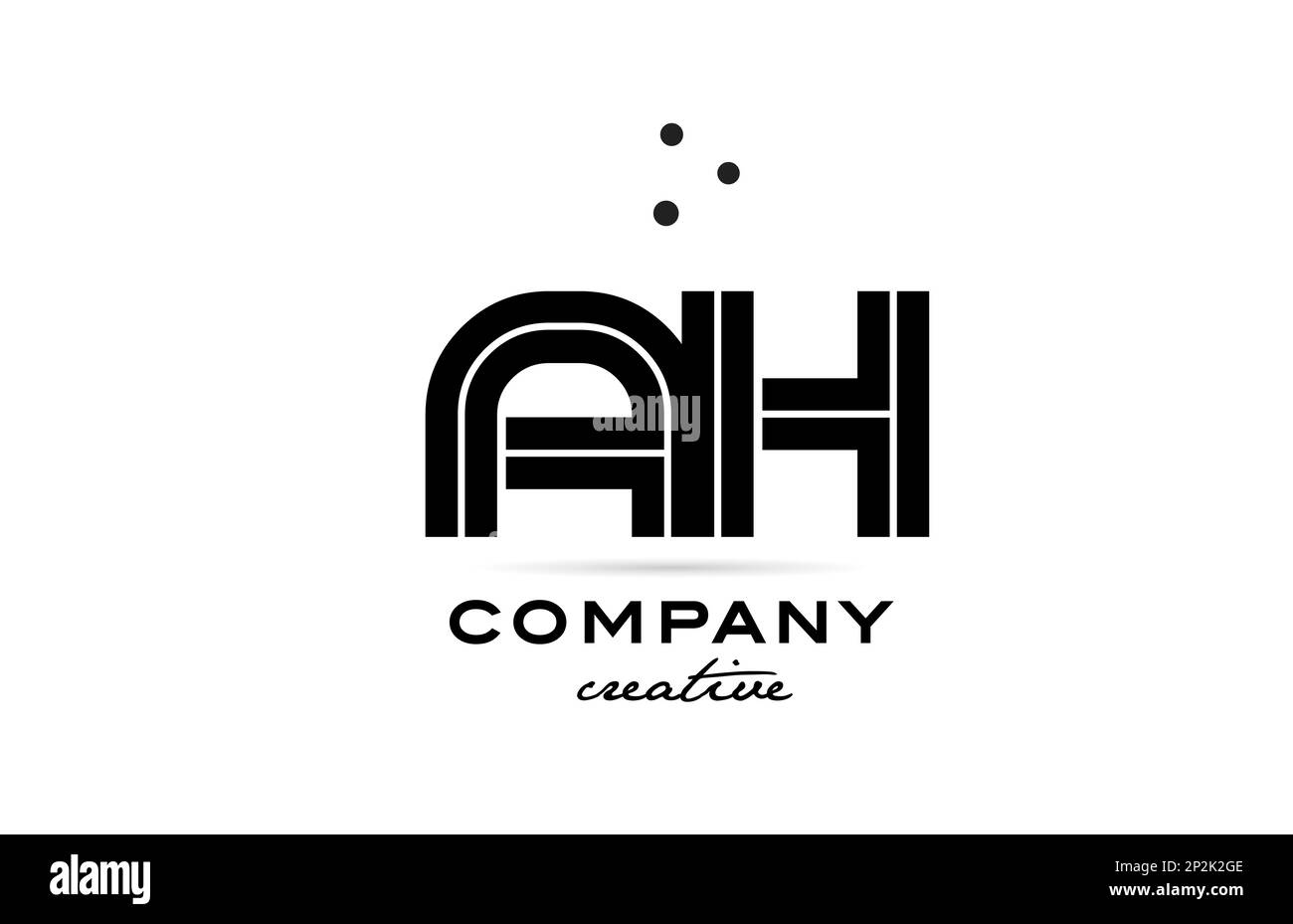 AH black and white combination alphabet bold letter logo with dots ...
