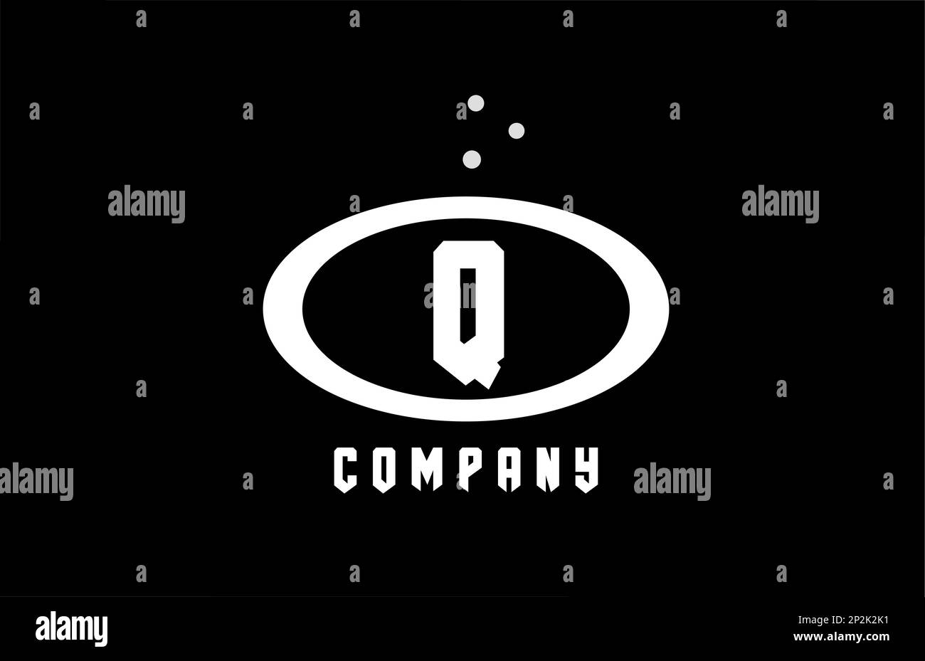 Q black and white ellipse alphabet bold letter logo with dots. Creative ...