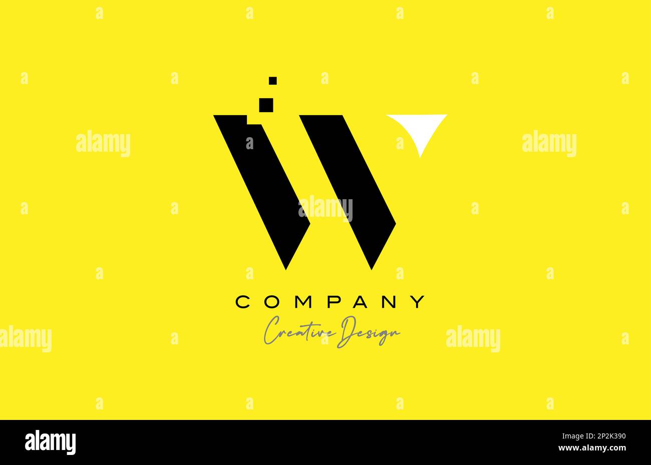 yellow black W alphabet letter logo icon design with dots. Creative ...