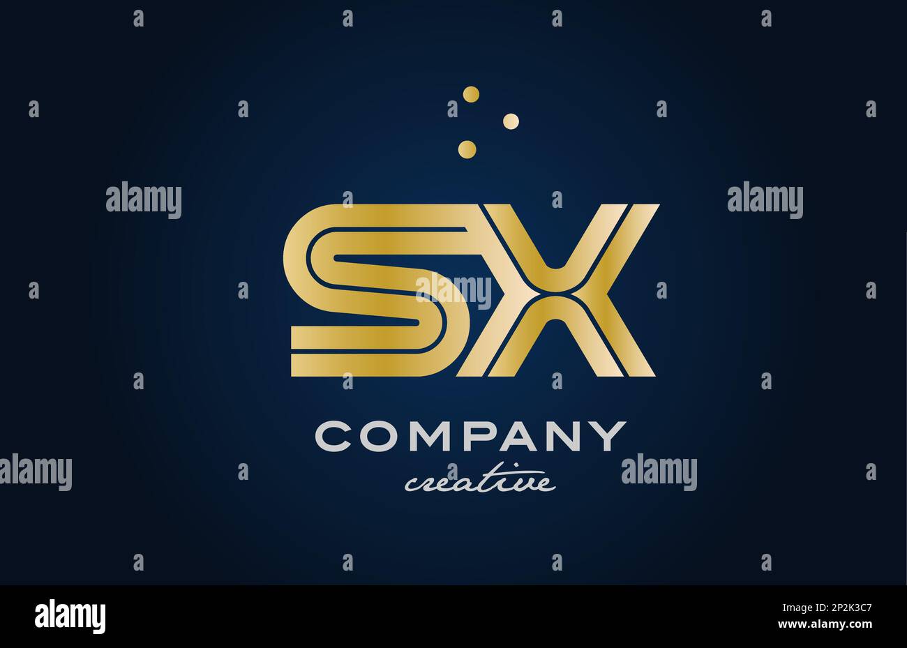 gold golden SX combination alphabet bold letter logo with dots. Joined ...