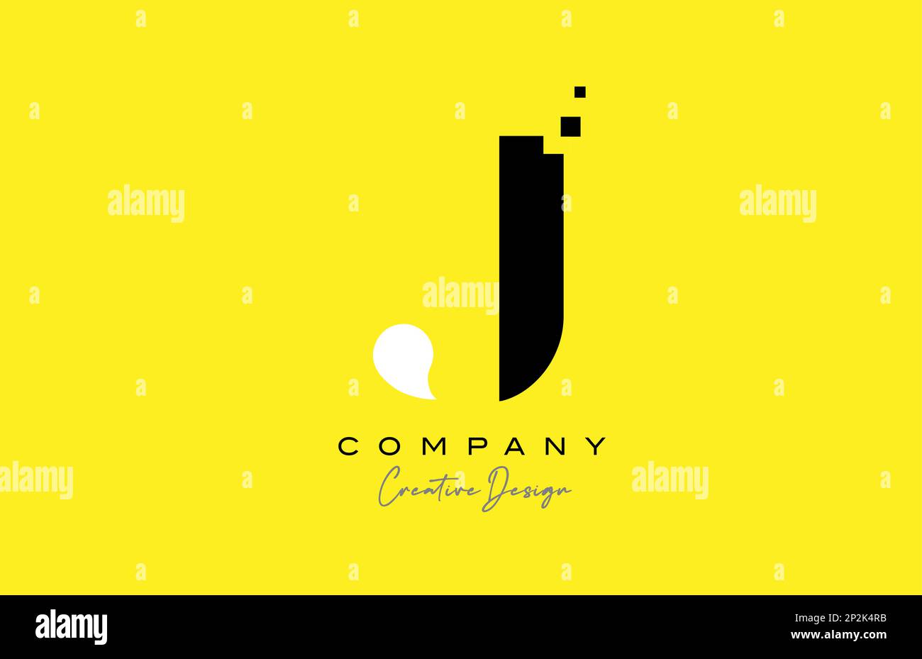 yellow black J alphabet letter logo icon design with dots. Creative ...