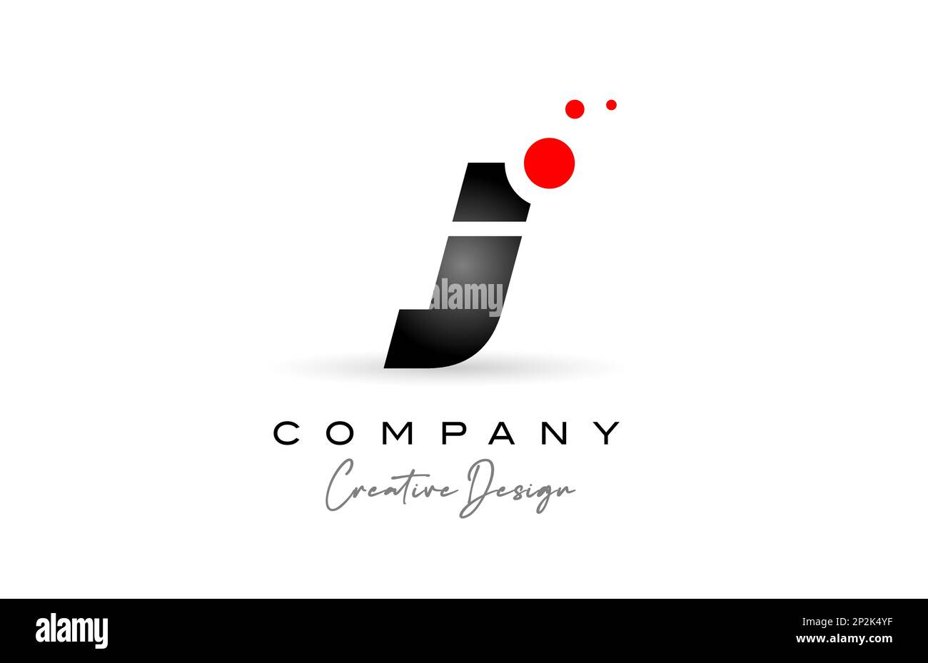black and white J alphabet letter logo with red dot. Corporate creative ...