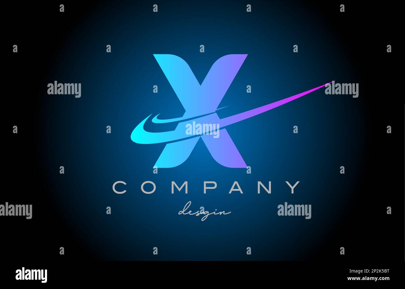 X pink blue alphabet letter logo with double swoosh. Corporate creative ...