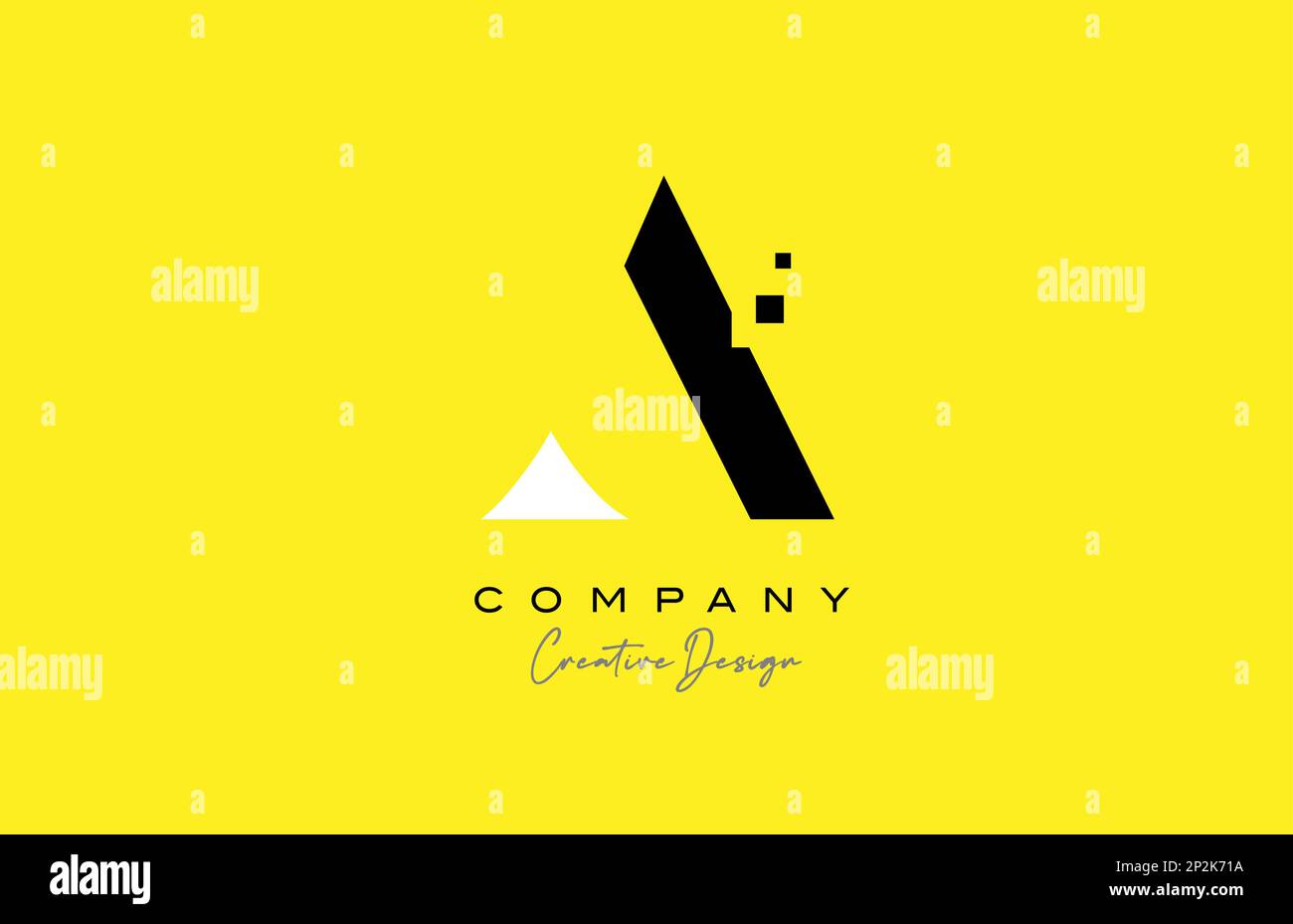 yellow black A alphabet letter logo icon design with dots. Creative ...