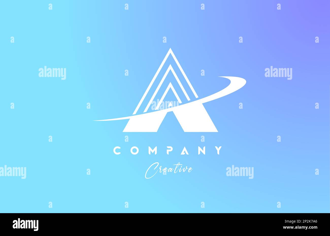 pastel color A blue alphabet letter logo icon design with swoosh ...
