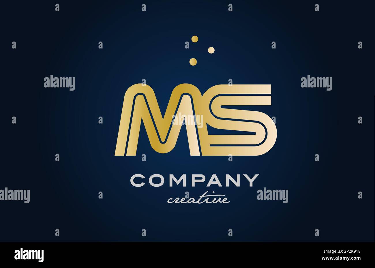 gold golden MS combination alphabet bold letter logo with dots. Joined