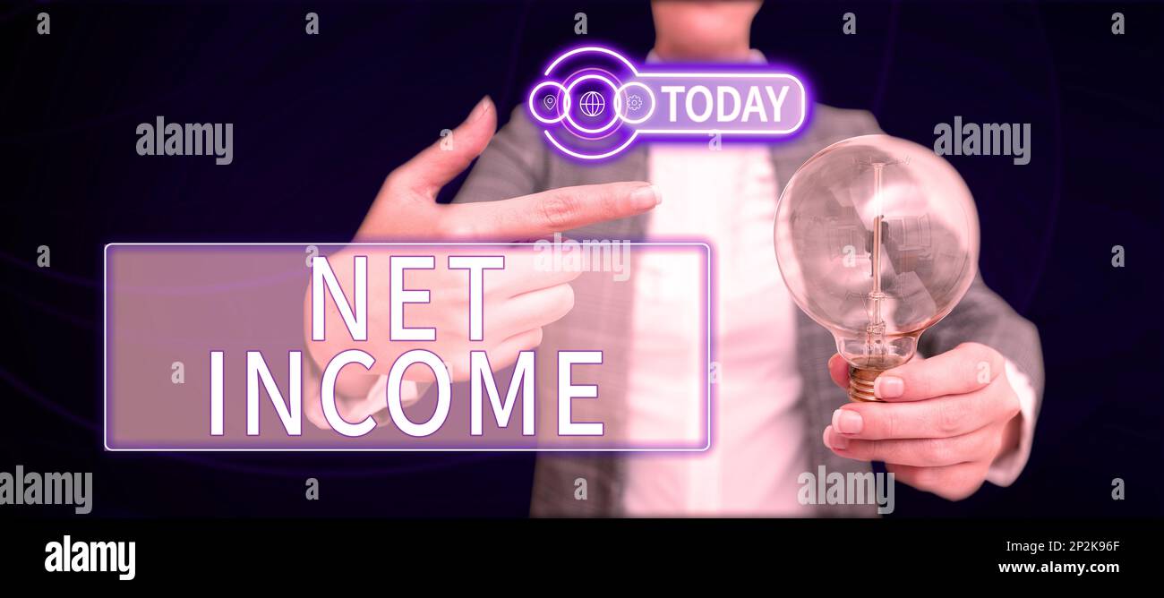 Net Income Sign Sign displaying Net Income. Business approach the gross income ...