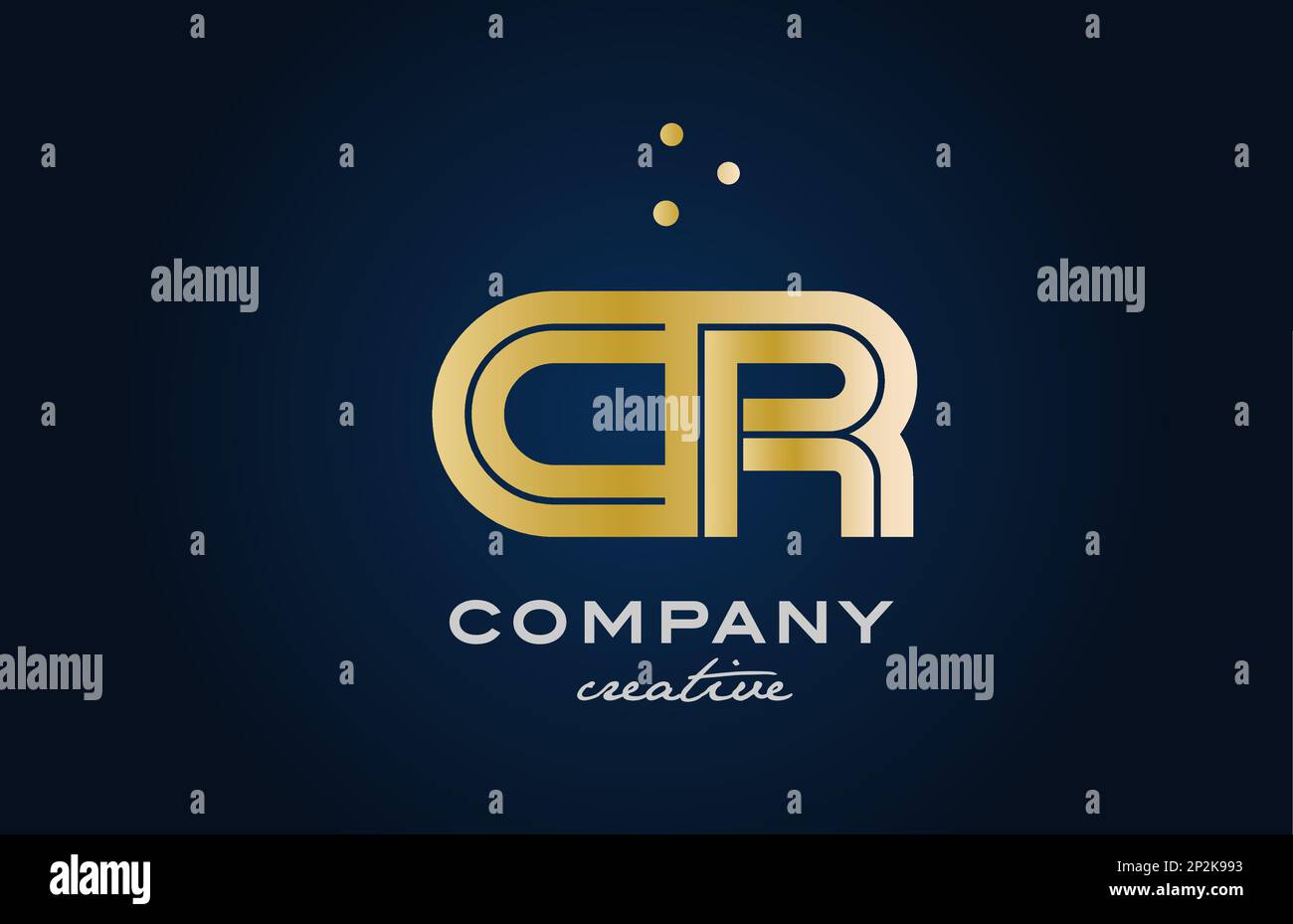 Gold Golden Cr Combination Alphabet Bold Letter Logo With Dots. Joined 