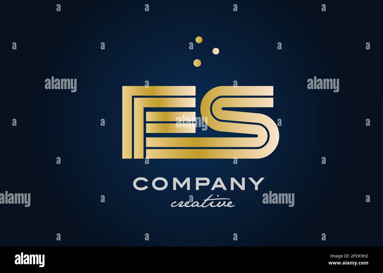 gold golden ES combination alphabet bold letter logo with dots. Joined